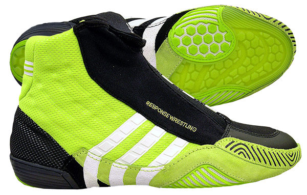black and yellow adidas wrestling shoes